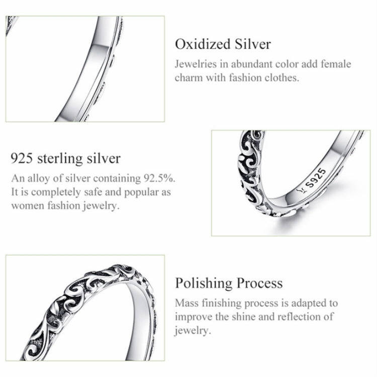 Vintage Pattern Sterling Silver Ring S925 Fashion Pattern Ring, Size:9 US Size