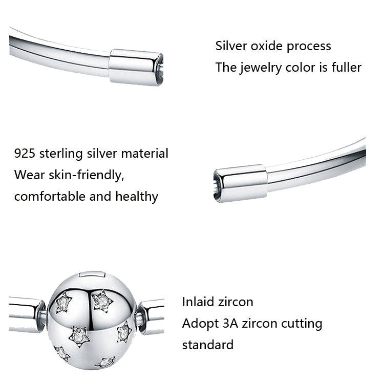 S925 Sterling Silver Star Bracelet DIY Beaded Bracelet, Size:19cm