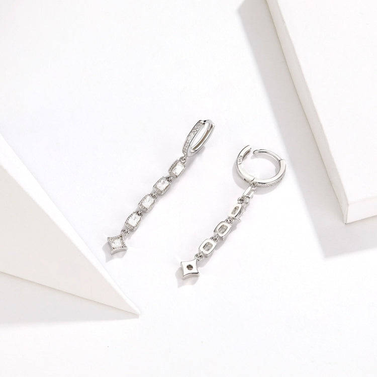 Zircon Earrings Long Sterling Silver S925 Platinum Plated Earrings