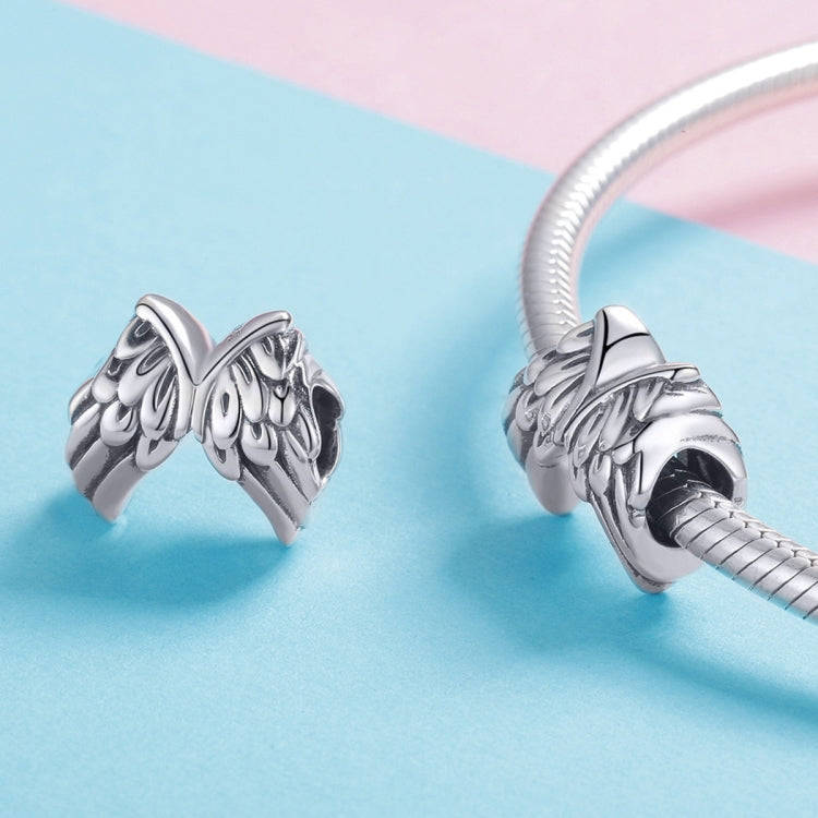 S925 Sterling Silver Angel Wings Loose Beads DIY Beaded Bracelet, Style:Bead+Chain