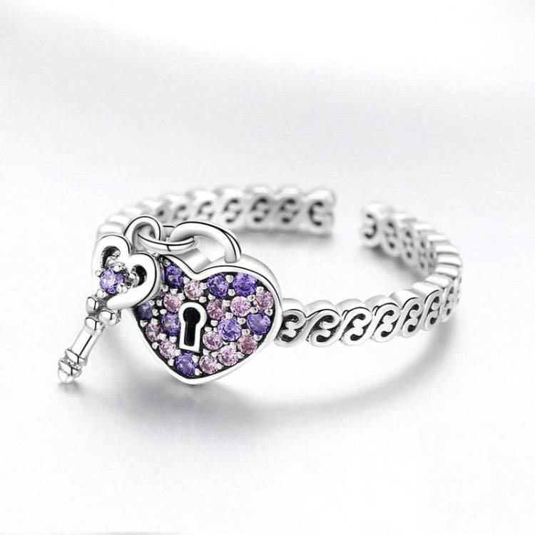 Promise S925 Sterling Silver Ladies Ring Heart Lock Open Ring