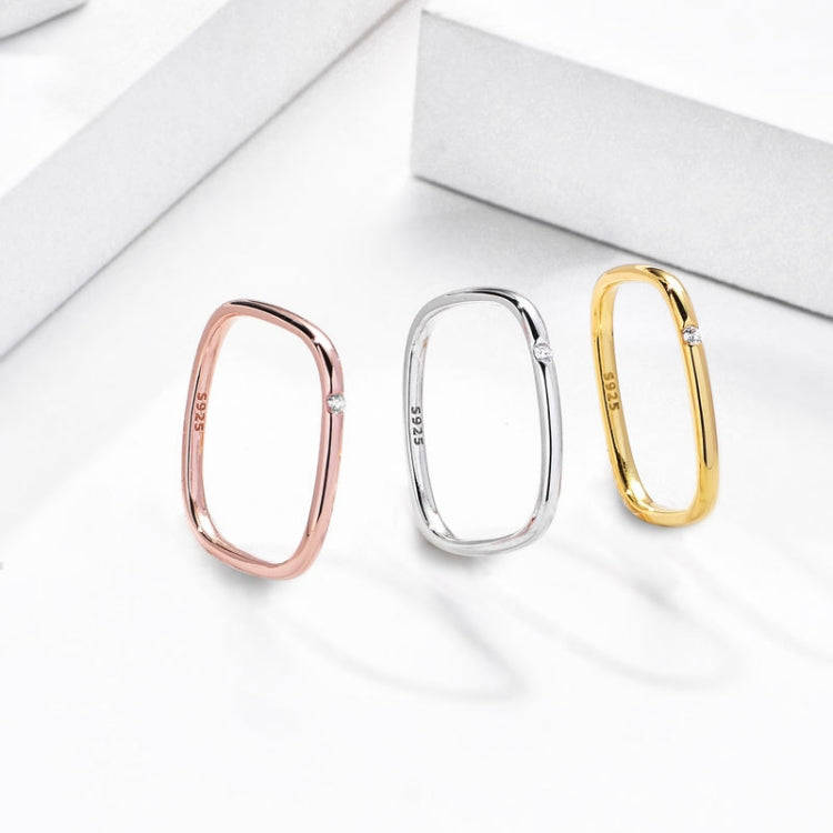 925 Sterling Silver Small Square Plain Ring, Size: No. 12 (US No. 6)(K Yellow)