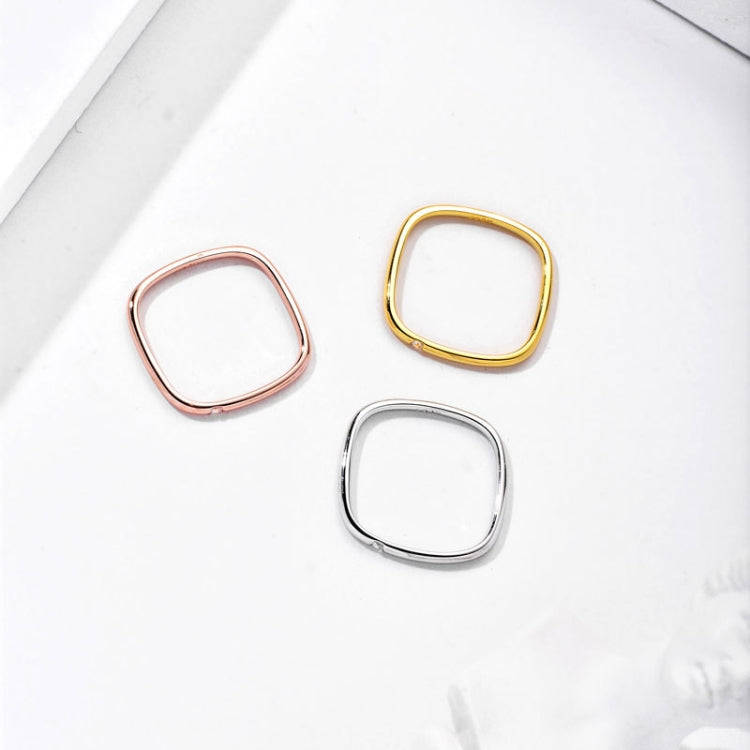 925 Sterling Silver Small Square Plain Ring, Size: No. 12 (US No. 6)(Rose Gold)