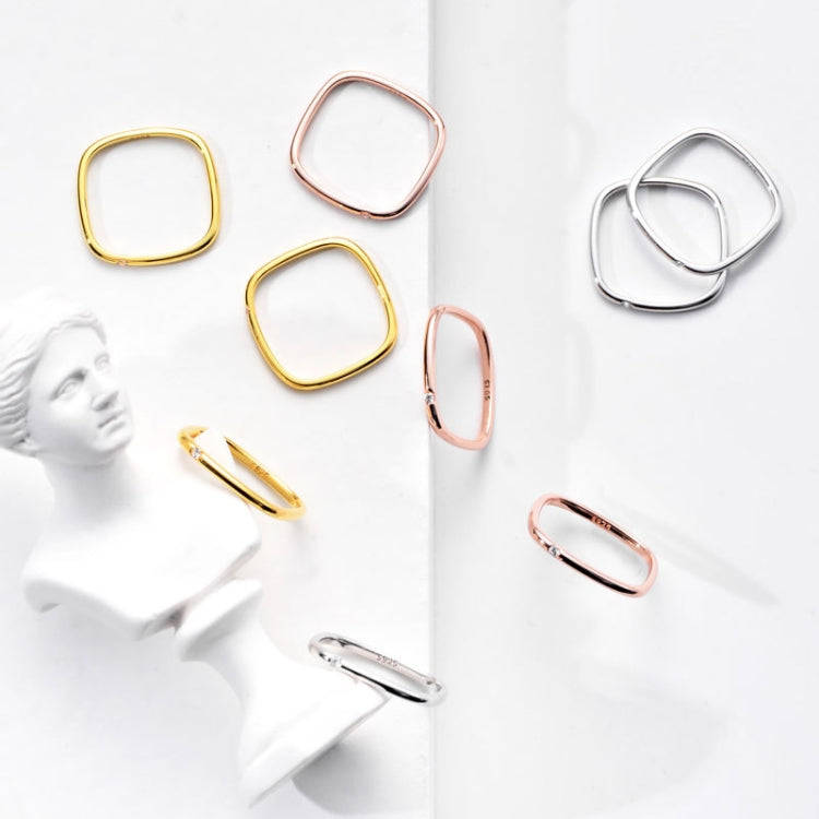 925 Sterling Silver Small Square Plain Ring, Size: No. 12 (US No. 6)(K Yellow)