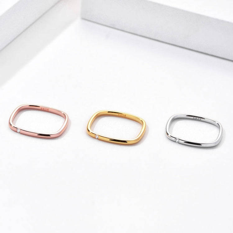 925 Sterling Silver Small Square Plain Ring, Size: No. 15 (US No. 7.5)(White Gold)