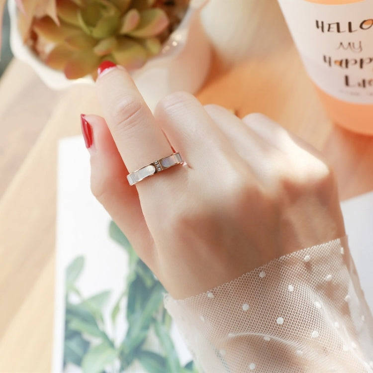 Three Diamonds Color Shell Diamond Ring Titanium Steel Gold-Plated Couple Ring, Size: 6 US Size(S...