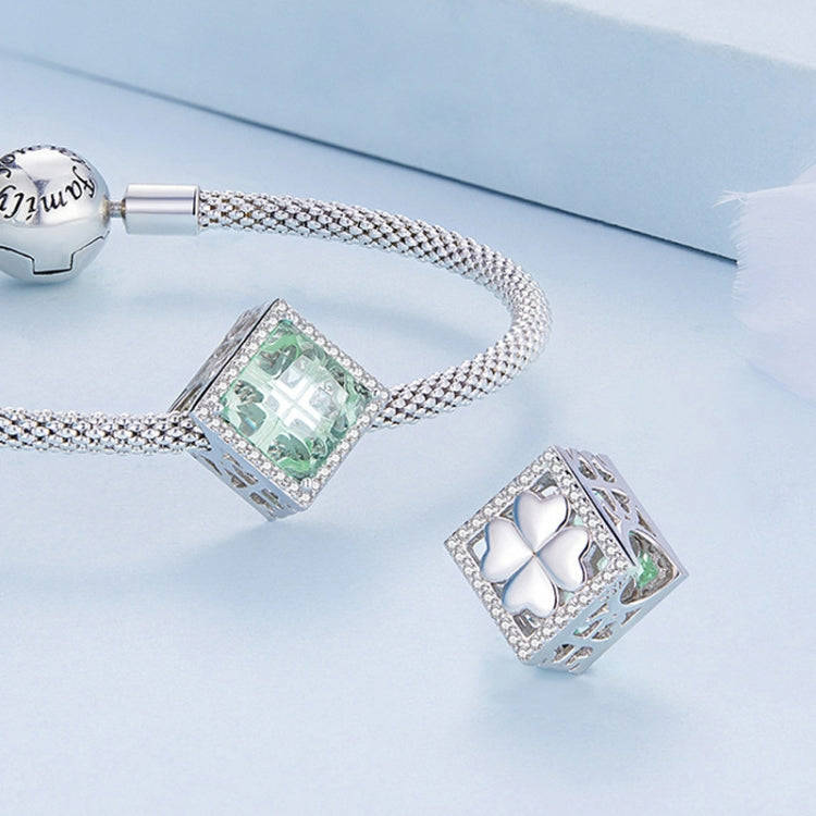 DIY Bracelet Beading Accessories Fresh Natural S925 Silver Pendant, Style: Four-leaf Clover BSC667