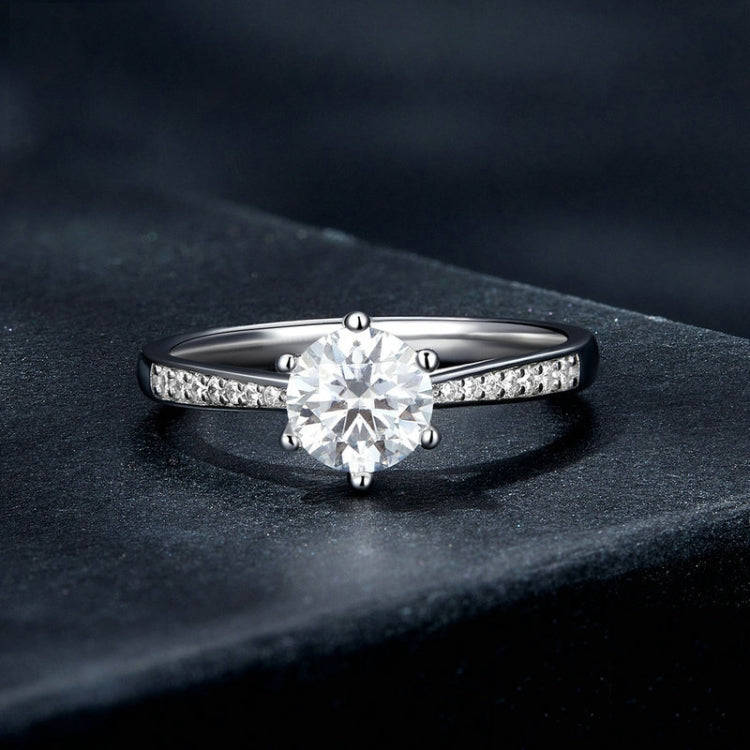 MSR004 Sterling Silver S925 Six Claw Moissanite Ring  Jewellery, Size: No.8
