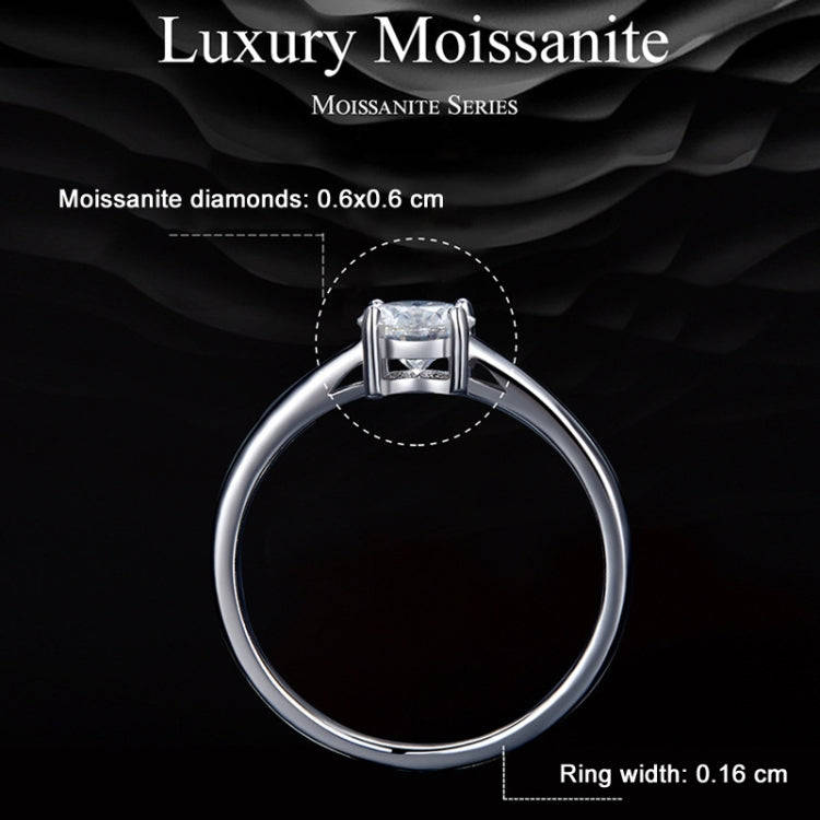 MSR005 Sterling Silver S925 Four Claw Moissanite Ring  Jewellery, Size: No.8