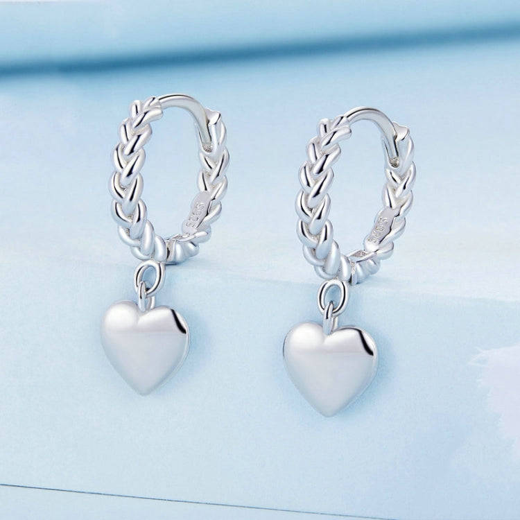 BSE715 Sterling Silver S925 Twist Heart  Earrings