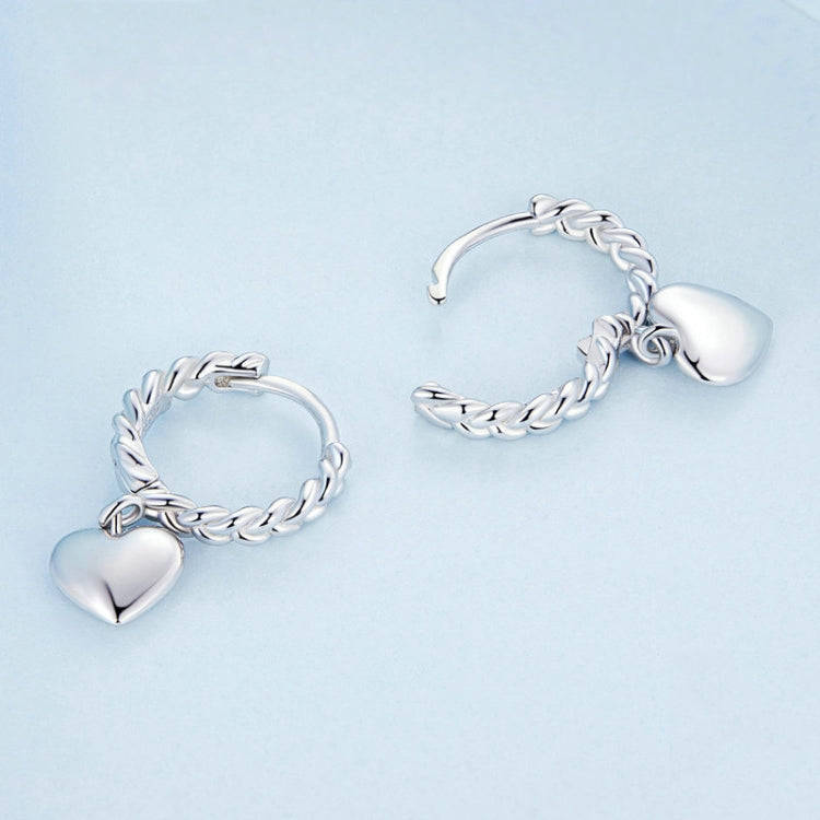 BSE715 Sterling Silver S925 Twist Heart  Earrings