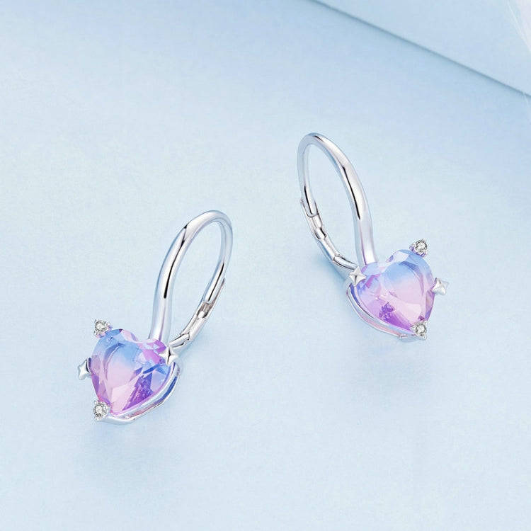 BSE743 Sterling Silver S925  Zirconia Illusion Heart Earrings