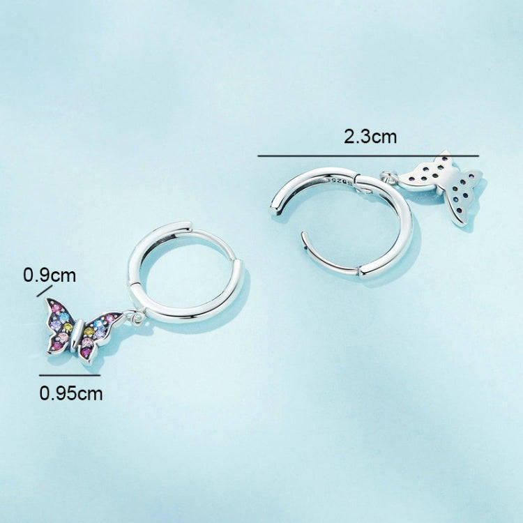SCE1528 Sterling Silver S925 Colorful Butterfly Insect Zirconia Earrings