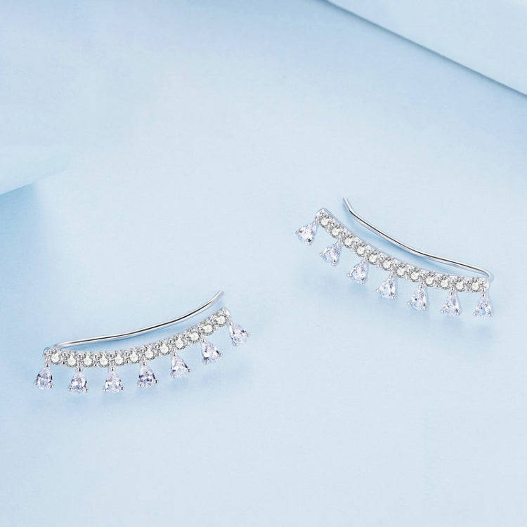 BSE758 Sterling Silver S925  Sparkling Zirconia Earrings