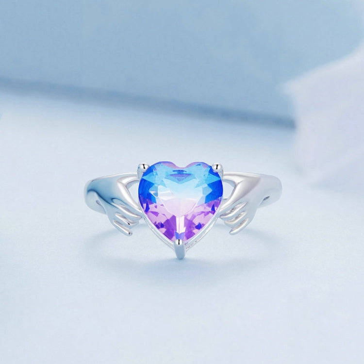 BSR345 Geometric Sterling Silver S925 Heart Guard  Ring(No.8)
