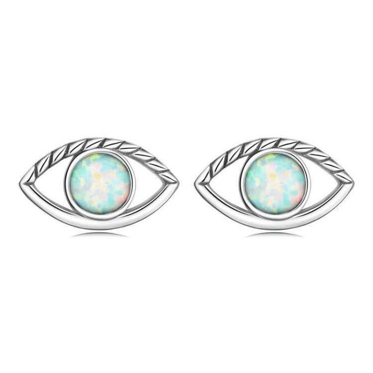 SCE1540 Sterling Silver S925 Opal Hollow  Eye Stud Earrings