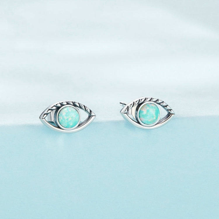 SCE1540 Sterling Silver S925 Opal Hollow  Eye Stud Earrings