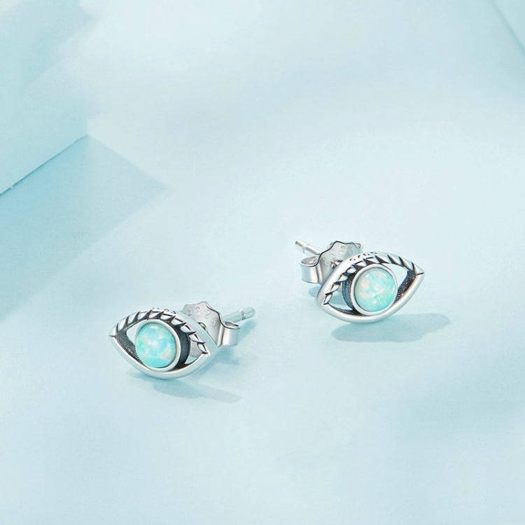 SCE1540 Sterling Silver S925 Opal Hollow  Eye Stud Earrings