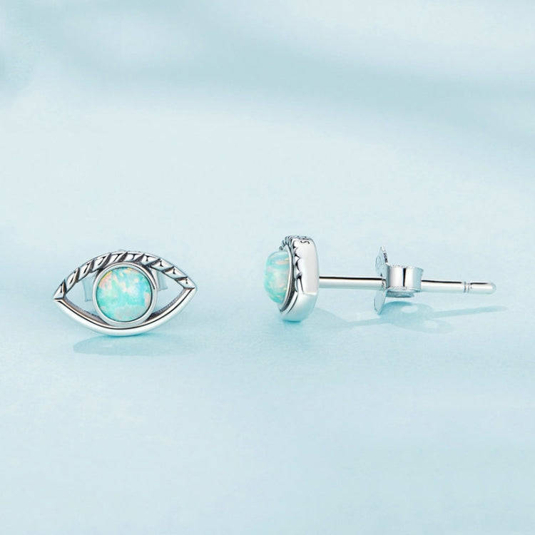 SCE1540 Sterling Silver S925 Opal Hollow  Eye Stud Earrings