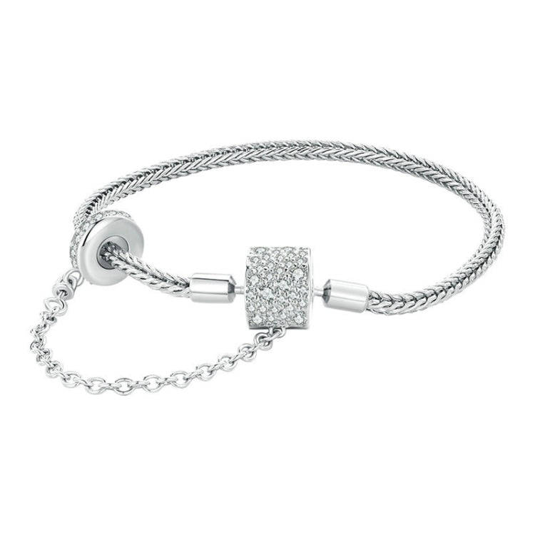 BSB103-19 Sterling Silver S925  Zircon Cylinder Buckle Bracelet