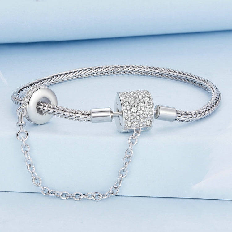 BSB103-19 Sterling Silver S925  Zircon Cylinder Buckle Bracelet