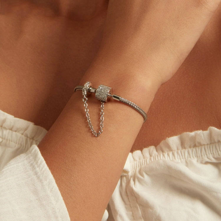 BSB103-19 Sterling Silver S925  Zircon Cylinder Buckle Bracelet