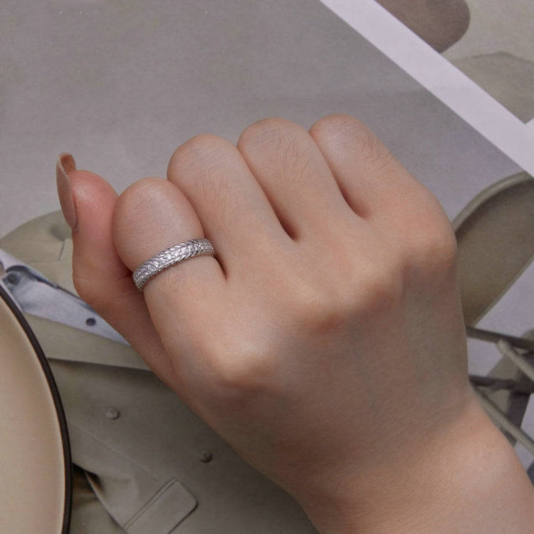 BSR353 S925 Sterling Silver Geometric Twist Plated Plated Zircon Ring(No.7)