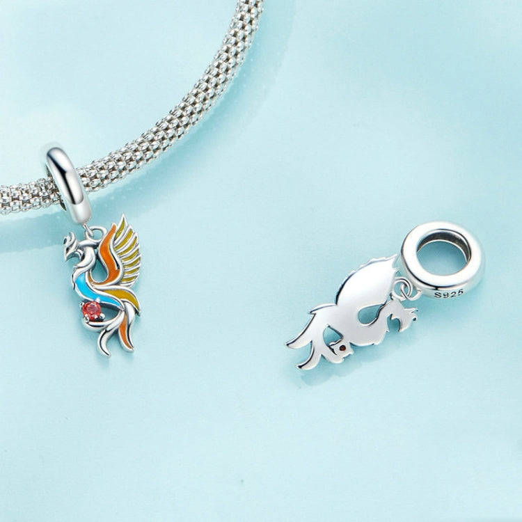 SCC2444 Sterling Silver S925 Phoenix Bracelet Beads Longevity Bird Zircon Pendant