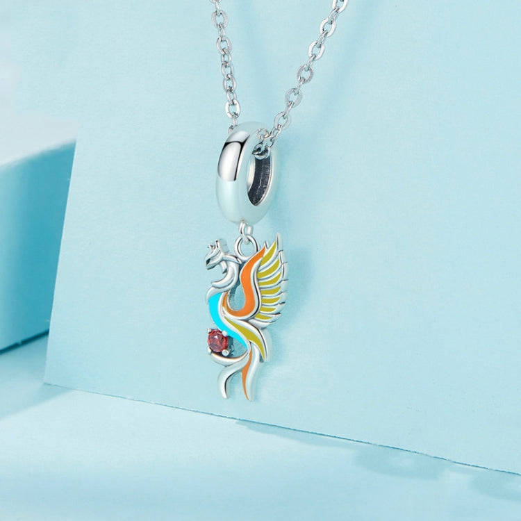 SCC2444 Sterling Silver S925 Phoenix Bracelet Beads Longevity Bird Zircon Pendant