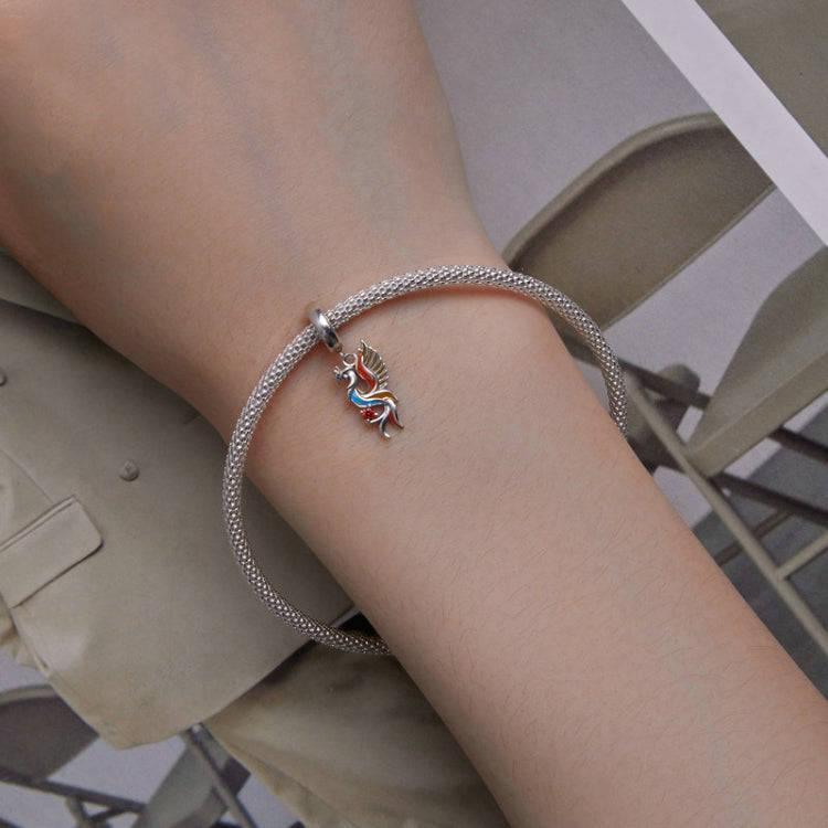SCC2444 Sterling Silver S925 Phoenix Bracelet Beads Longevity Bird Zircon Pendant