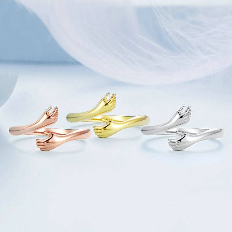 BSR176-B Sterling Silver S925 Warm Hug Open Adjustable Ring