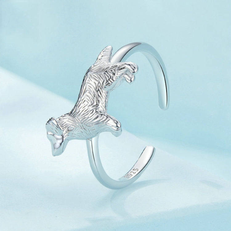 SCR952-E S925 Sterling Silver Cute Little Golden Retriever Puppy Ring