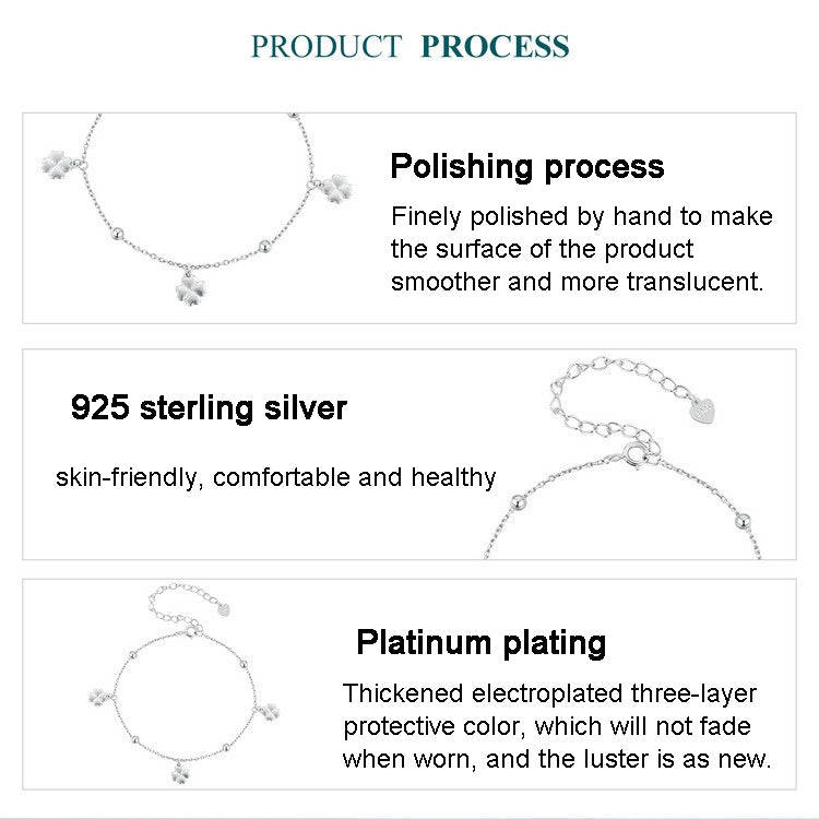 BSB139 925 Sterling Silver Lucky Clover Bracelet
