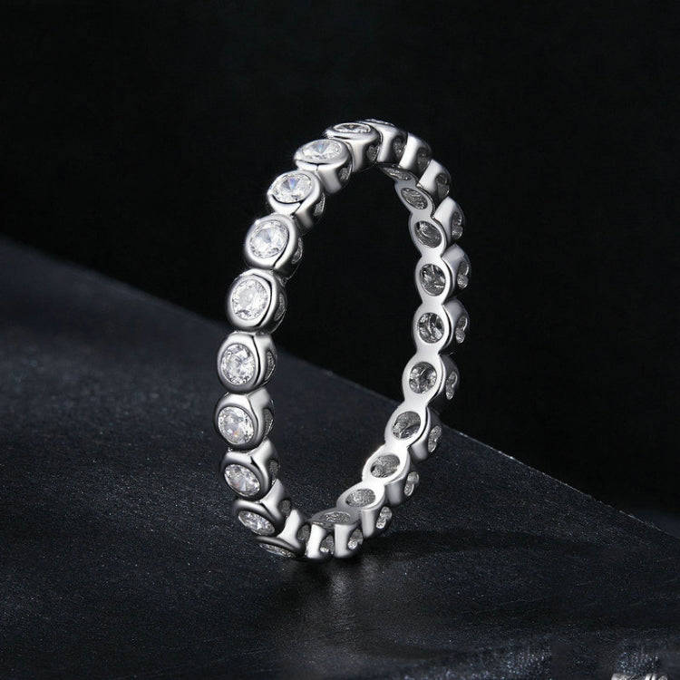 S925 Sterling Silver Sparkling Moissanite Platinum Plated Ring(No.8)