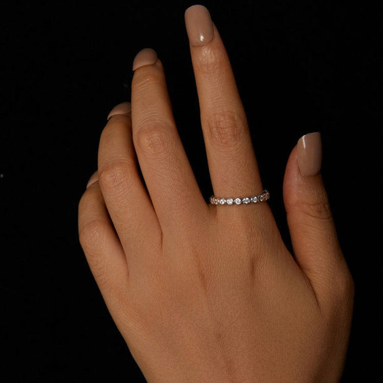 S925 Sterling Silver Sparkling Moissanite Platinum Plated Ring(No.8)