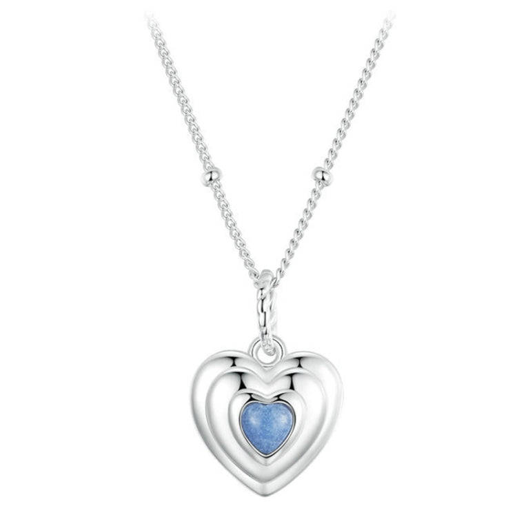 S925 Sterling Silver Platinum Plated Luminous Love Heart Necklace(BSN375)