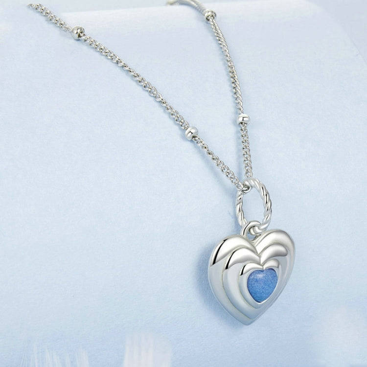 S925 Sterling Silver Platinum Plated Luminous Love Heart Necklace(BSN375)