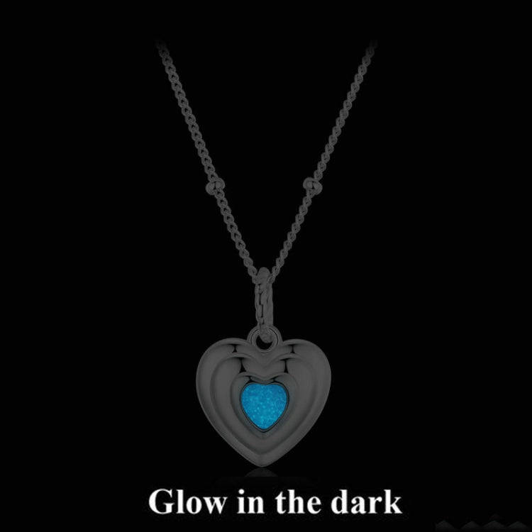 S925 Sterling Silver Platinum Plated Luminous Love Heart Necklace(BSN375)