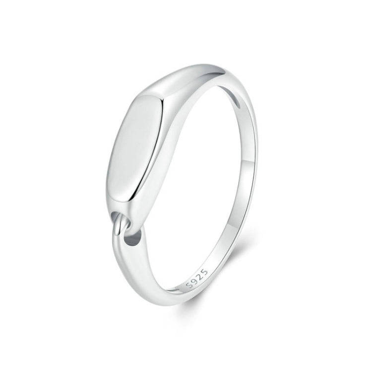 S925 Sterling Silver Platinum-Plated Interlocking Simple Ring, Size: No.7(BSR529)