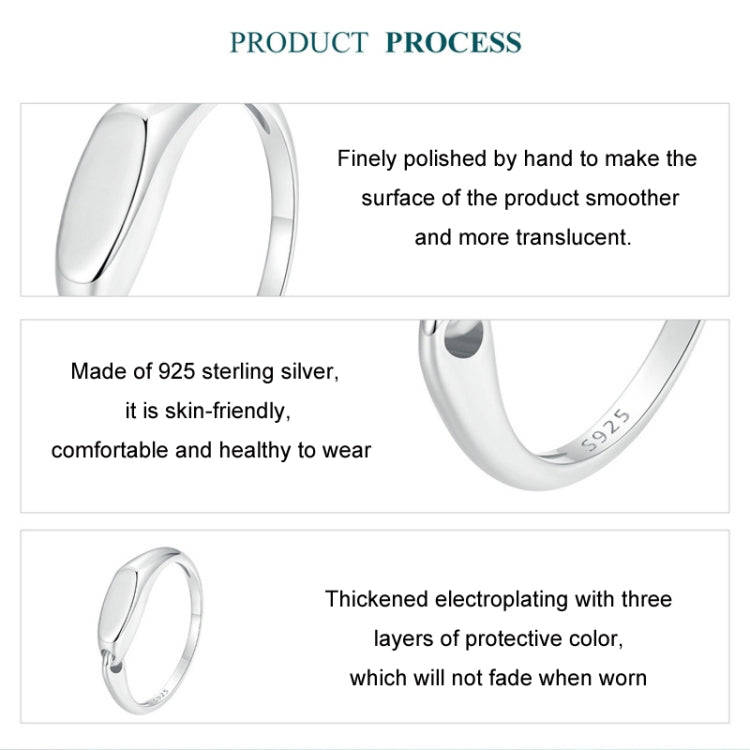 S925 Sterling Silver Platinum-Plated Interlocking Simple Ring, Size: No.7(BSR529)