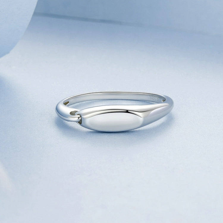 S925 Sterling Silver Platinum-Plated Interlocking Simple Ring, Size: No.7(BSR529)