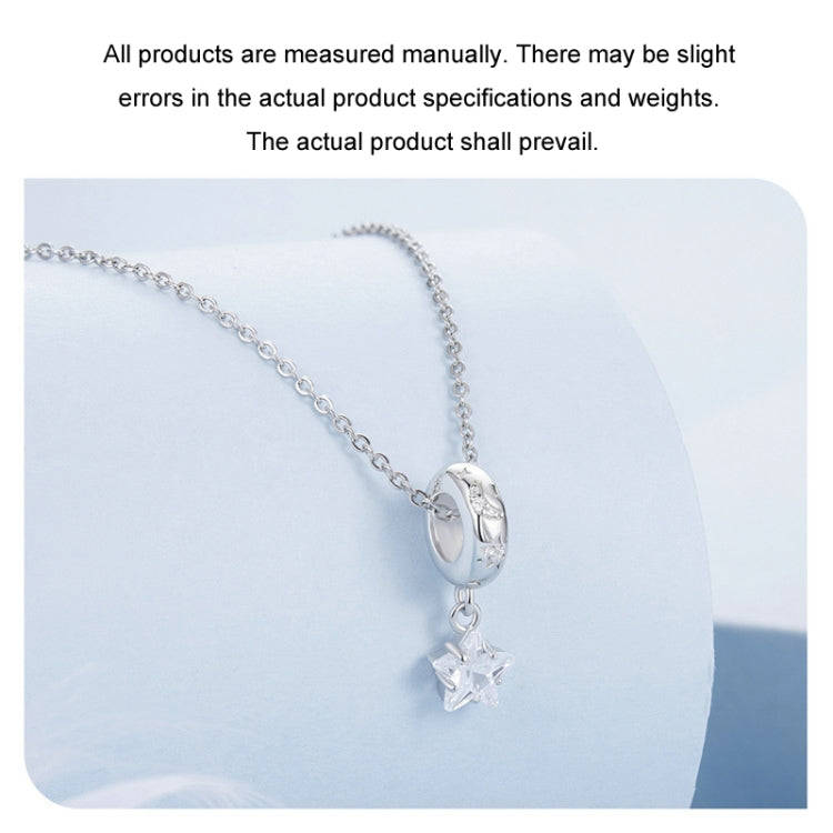 S925 Sterling Silver Platinum-plated Starlight Five-pointed Star Silicone DIY Beads(BSC984)