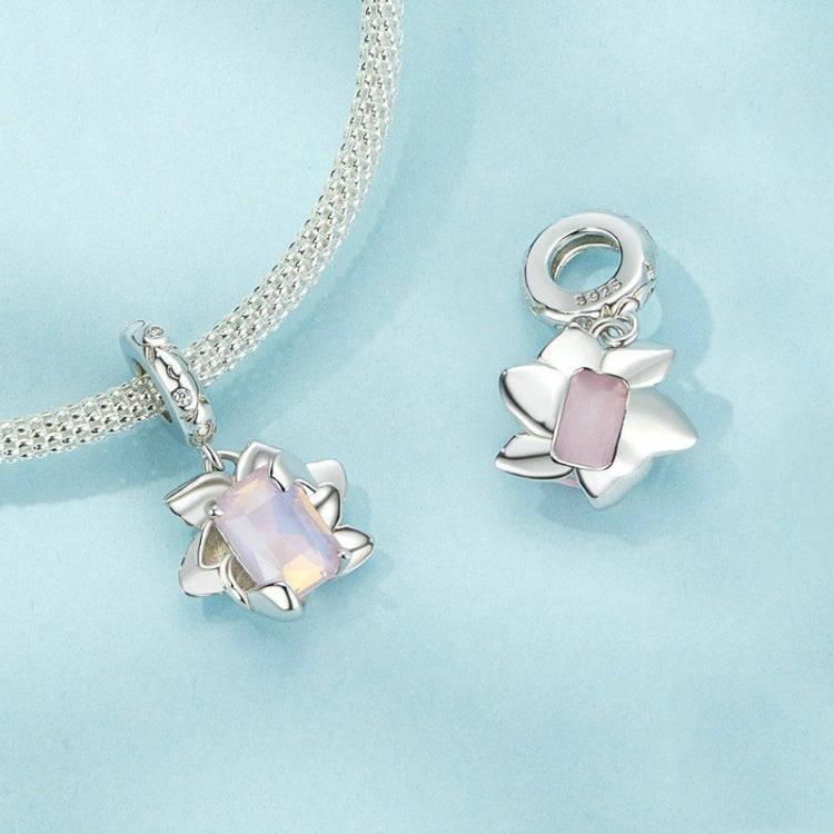 S925 Sterling Silver Platinum-Plated Three-Dimensional Lotus DIY Pendant(SCC2730)