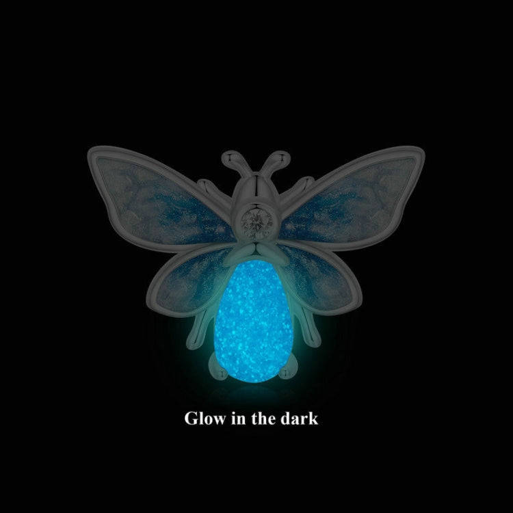 S925 Sterling Silver Zircon Luminous Blue Gradient Bee Silicone DIY Beads(SCC2734)