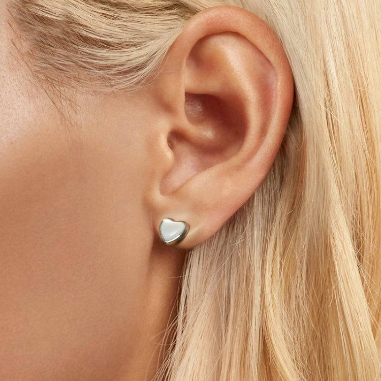 S925 Sterling Silver Platinum Plated White Shell Love Earrings(BSE969)