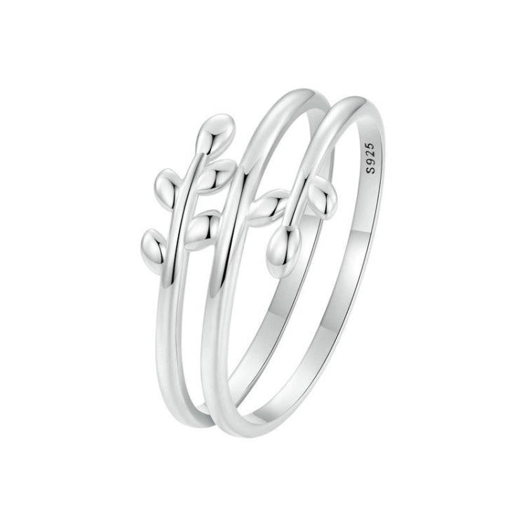 S925 Sterling Silver Oxidized Multi-layered Leaf Ring, Size: No.6(SCR755)