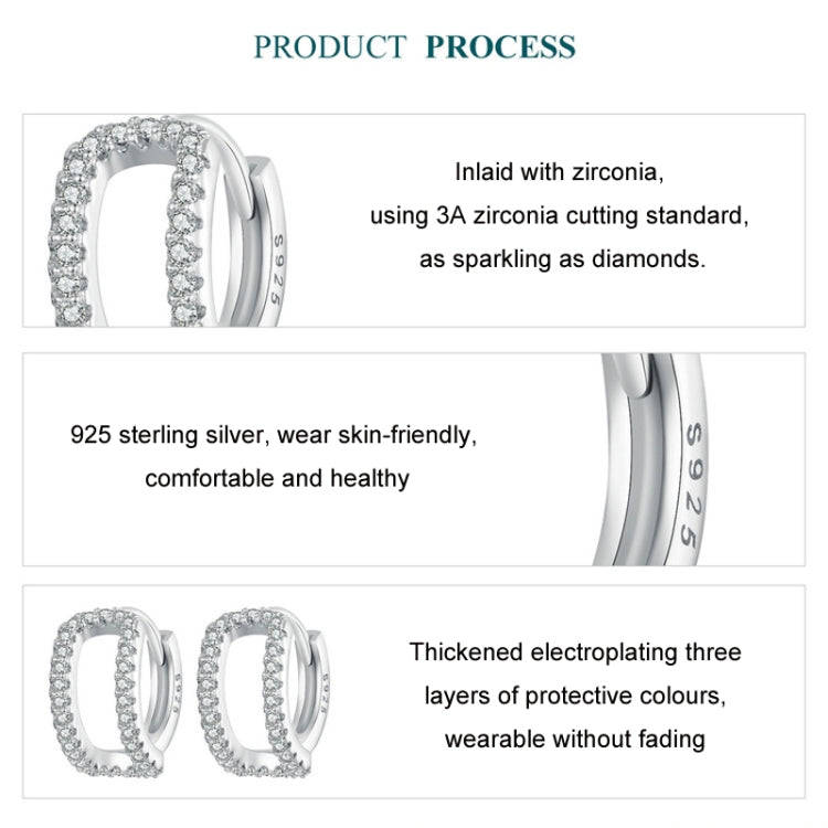 S925 Sterling Silver Plated White Gold Fine Flash Double Layer Earrings(BSE994)