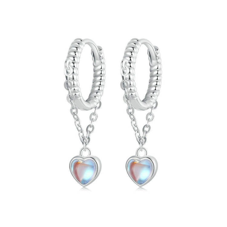 S925 Sterling Silver Platinum-Plated Agile Heart Tassel Earrings(BSE995)