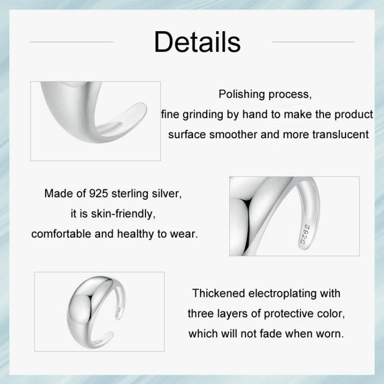 S925 Sterling Silver Plain Aperture Adjustable Ring(SCR983-E)
