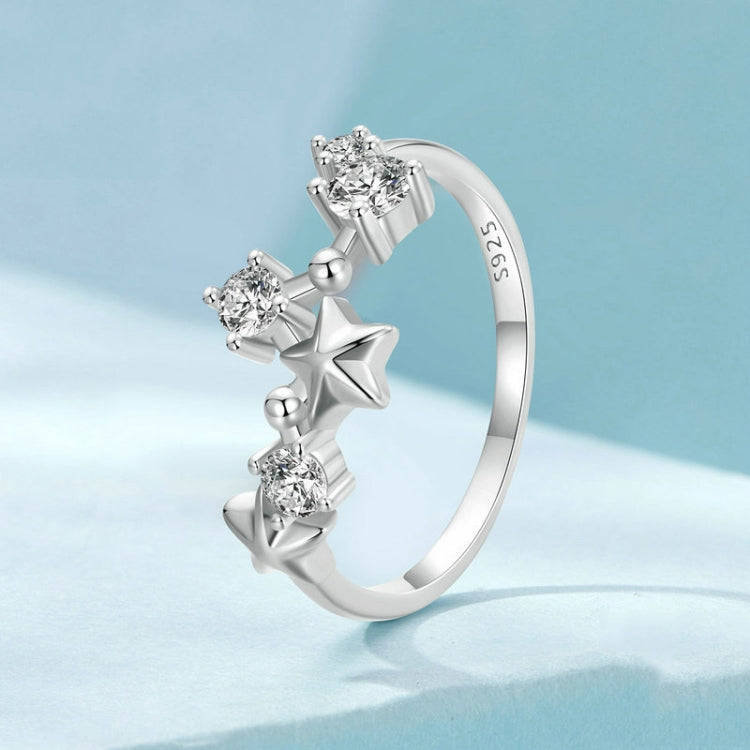 S925 Sterling Silver Big Dipper Ring Star Female Ring, Size: No.7(SCR1005)